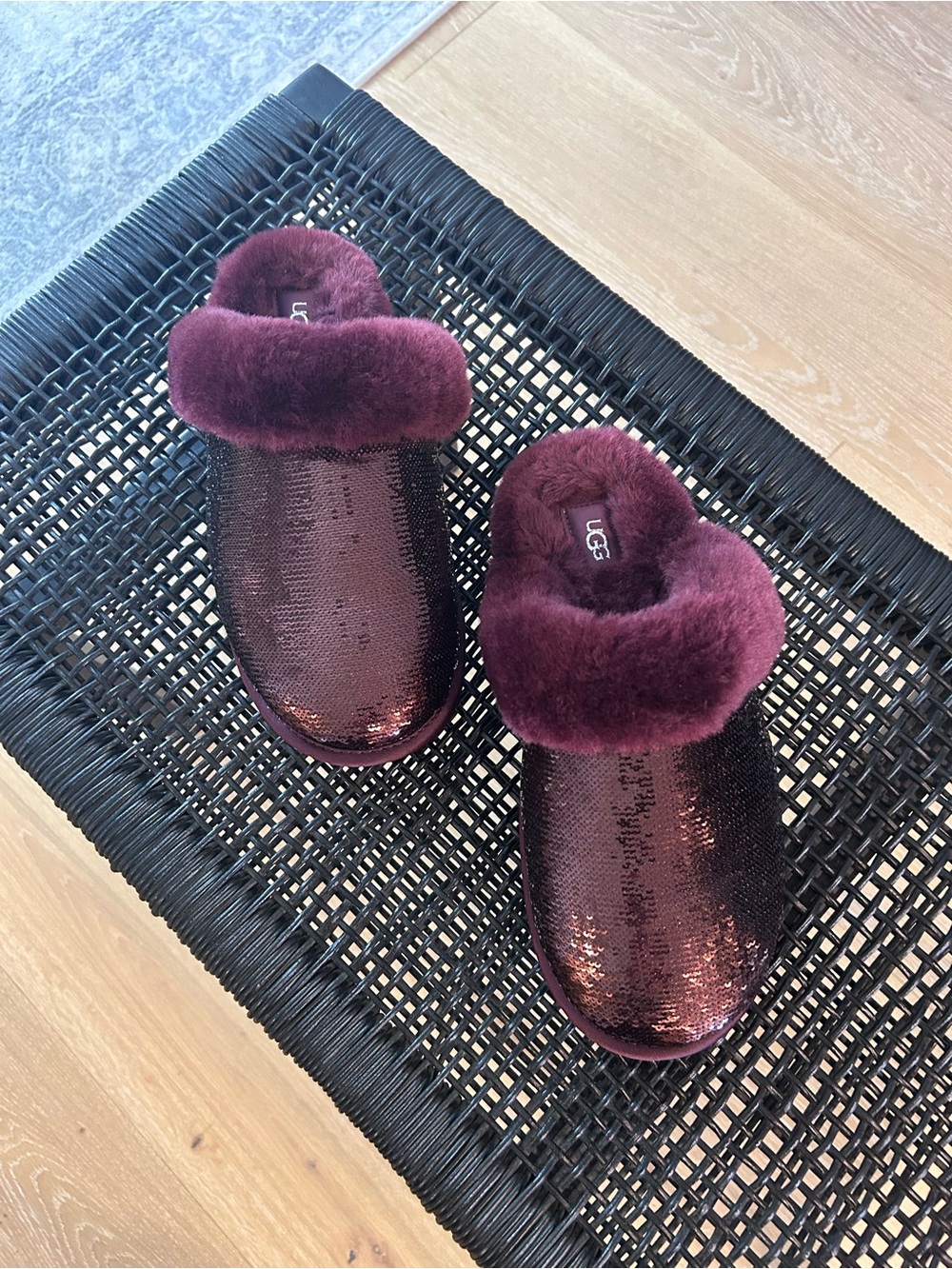 UGG Women's Sequin Slide Slipper in Burgundy - Picture 4 of 5